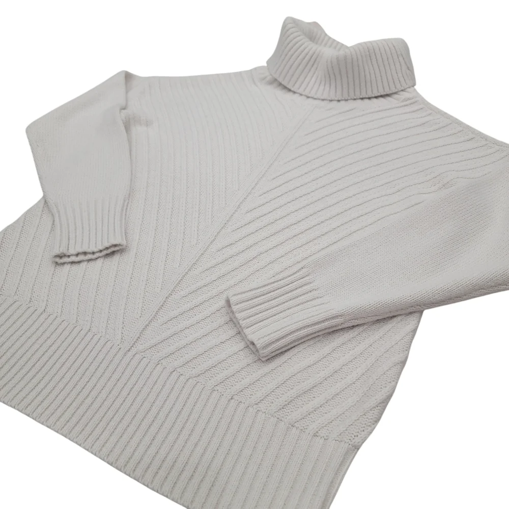 Eclipse Mitered Turtleneck Sweater Knit Neutral Cream White Pullover Wom… - Picture 7 of 16